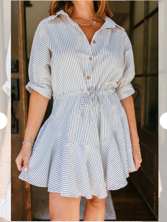 vestique Dresses & Skirts - NWT Vestique Boutique Buttoned Down Drawstring Waist Striped Dress Size Small
